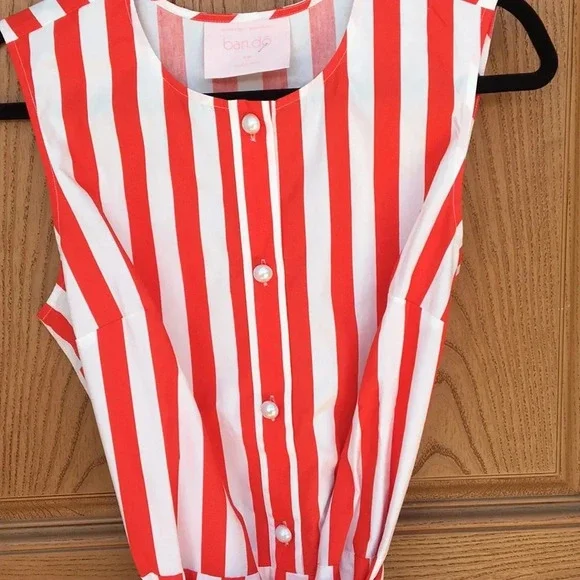 New* Easy Jumpsuit Ivory‎ and red striped - Picture 3 of 8